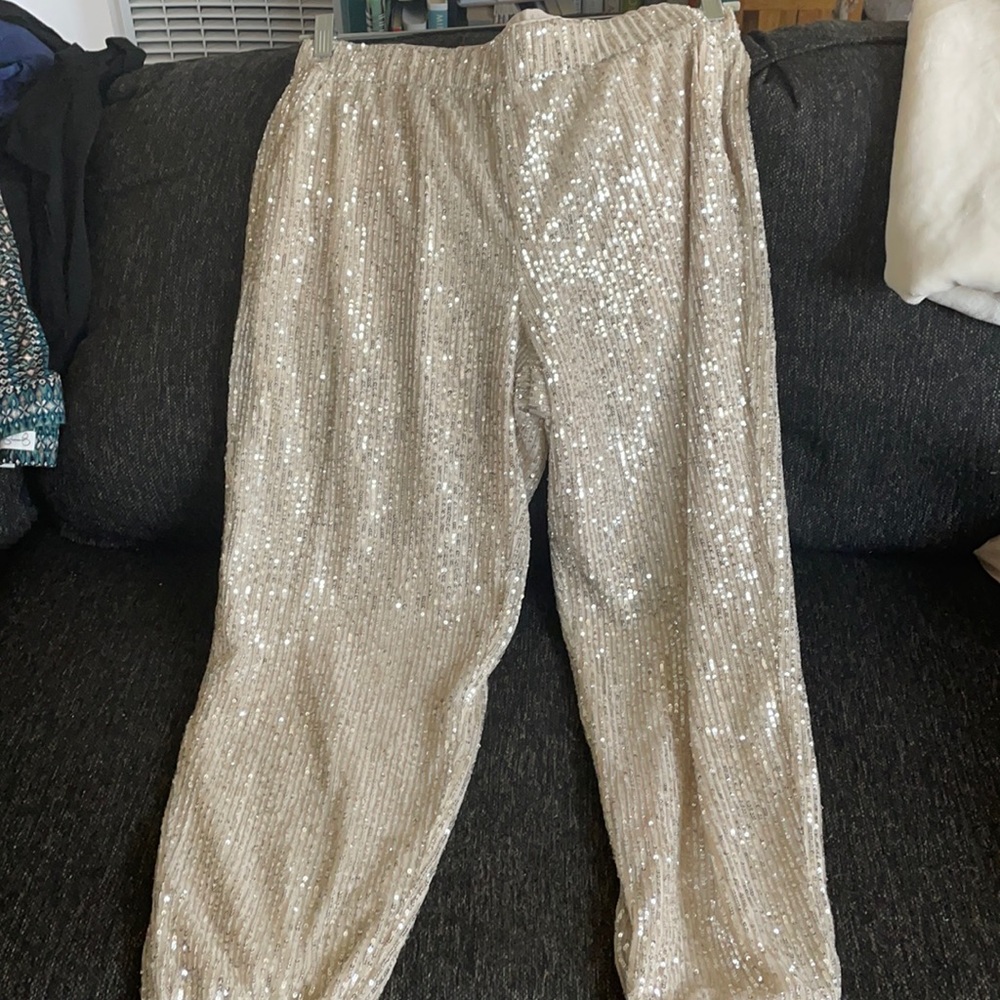 COPY - Loft Silver Sequins Joggers - size M - New With Tags